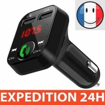 TRANSMETTEUR FM DE VOITURE Transmetteur FM Bluetooth pour voiture Adaptateur radio sans fil Chargeur USB Lecteur MP3