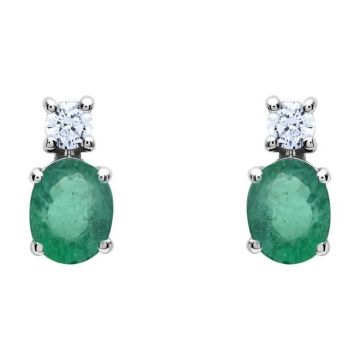 Boucles d'oreilles femme - BRILLAXIS - Boucles d'oreilles Brillaxis émeraude et oxydes - Couleur de la matière:Blanc