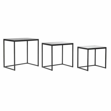 Tables gigognes en verre noir métal (58 x 36,5 x 53,5 cm) - 3 pcs