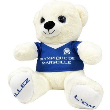 Grand Ours peluche en maillot OM - Collection officielle OLYMPIQUE DE MARSEILLE - 28 cm