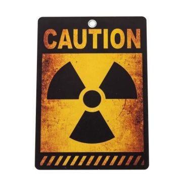 AFFICHE CAUTION RADIOACTIF 21X29,5CM Jaune- DECORATION DE FETE HALLOWEEN