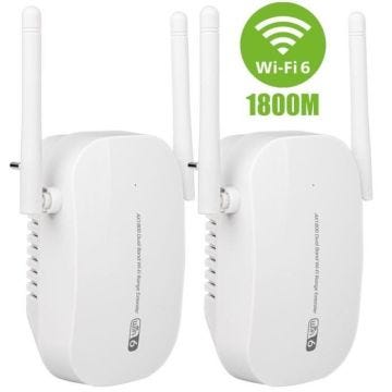 Répéteur Wifi AX1800 Mbps - E.F.CONNECTION - Double Bande 2,4 GHz & 5 GHz - Couverture 200m²