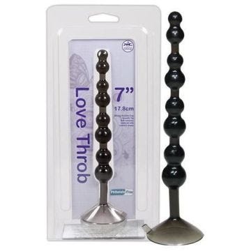 Chapelet anal - Love Throb - 17.8 cm - PVC - Ventouse - Noir