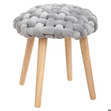 Tabouret tricot gris - Gris - Atmosphera createur d'interieur