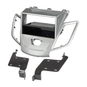 Facade autoradio FA277W compatible avec Ford Fiesta 08-13 - Sans Ecran - Argent - avec vide poche