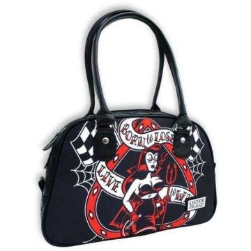 Sac à main bowling rockabilly Liquor Brand - Only God Can Judge Me - Noir - Synthétique