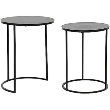 Tables d'appoint - DKD HOME DECOR - Lot de 2 - Aluminium - Noir - 46x46x58 cm