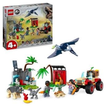 LEGO® 76963 Jurassic World Le Centre de Sauvetage des Bébés Dinosaures, Jouet avec Figurines Triceratops et Velociraptor