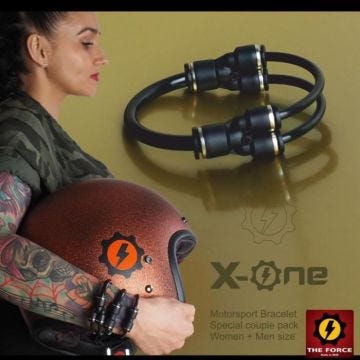 Bracelet homme X-One THE FORCE style biker moto rock punk - Noir