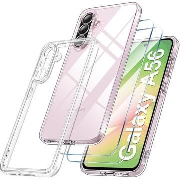 Coque Silicone Transparente + 2 Verres Trempes Pour Samsung Galaxy A56 5G Little Boutik©