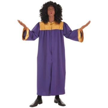 Déguisement Chanteur Gospel - Disfrazzes - Adulte - Violet - Tunique et perruque - Intérieur - Mixte - 18 ans