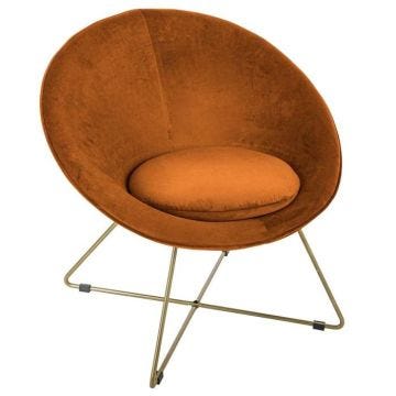 Atmosphera - Fauteuil de salon en velours Evan - Ocre