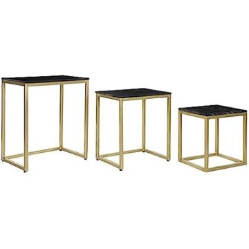 Tables de salon - DKD Home Decor - Lot de 3 - Métal doré et noir - Design contemporain - 60 cm de hauteur