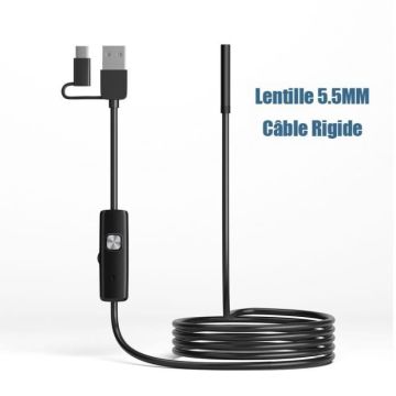 Endoscope 3 en 1 HD4K - Caméra étanche 5.5MM - Enregistrement vidéo et photo - Smartphone PC