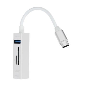 Hub USB-C 5 en 1 : 3 Ports USB et Lecteur Carte SD MicroSD LinQ Argent