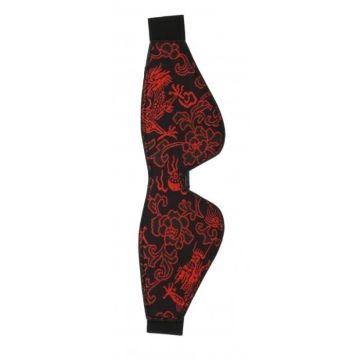 Blindfold Masque Simili Cuir et Brocard Rouge Noir
