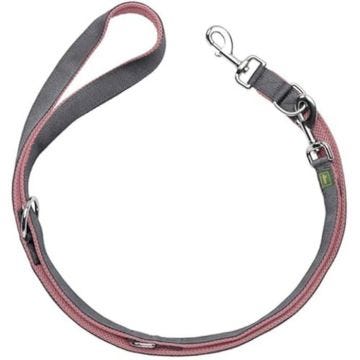 Laisse réglable pour chien HUNTER Maldon vieux rose/gris 15 mm x 200 cm - multi-positions - nylon/corde