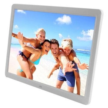 Cadre Numérique 1280X800 Lecteur Musique Vidéos Films Port USB Mmc Réveil Blanc YONIS