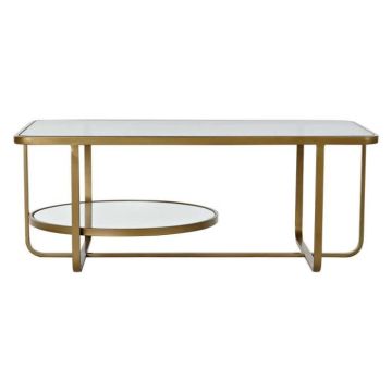 Table basse - Glam - Doré métal - Verre - 90 cm
