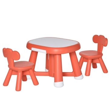 DEVESSPORT Table enfant et 2 chaises Bureau enfant avec tableau blanc Multifonctionnel pour enfants +12 mois 64,4x52x45,6 cm Rouge