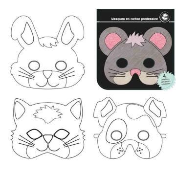 Masques en carton - MÉGACRÉA - Animaux - 17 x 14 cm - Lot de 12 - Pour enfants