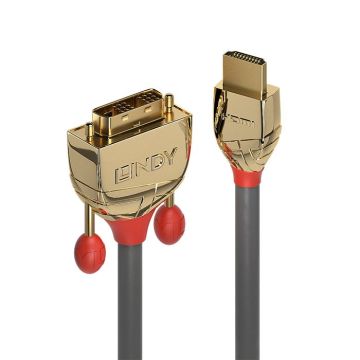 Lindy Gold Line Câble vidéo HDMI - DVI HDMI (M) pour DVI-D (M) 5 m triple blindage gris