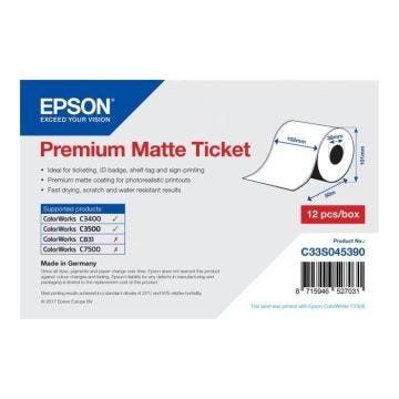 Epson Premium Mat Rouleau (10,2 cm x 50 m) 1 rouleau(x) tickets pour Epson GP-C831, TM-C3400-LT; ColorWorks TM-C7500, TM-C7500G;…
