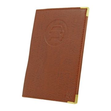 Porte-papiers classic brun coins protégés bordure métallique dorée