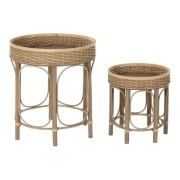 Table d'appoint - dkd home decor - 49 x 49 x 55 cm - Blanc - Style naturel