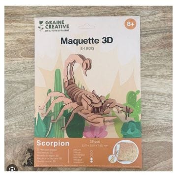 Maquette 3D en bois - Scorpion - 25 x 20 x 13,5 cm - 35 pièces - facile à réaliser - décoration intérieure