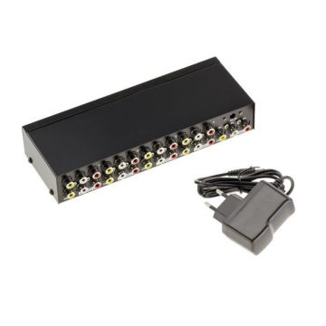 Splitter AUDIO Stereo + VIDEO Composite - 8 Ports Amplifie un signal stéréo et/ou video et le duplique 8 fois