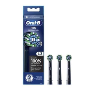 Brossettes pour brosse à dents Oral-B Pro Cross Action Noire - 3 unités