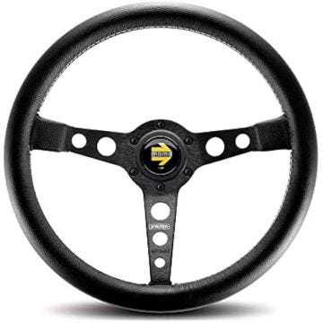 Volant MOMO Pro35Bk2B en cuir pleine fleur noir 350mm - Diamètre de jante 30x30mm