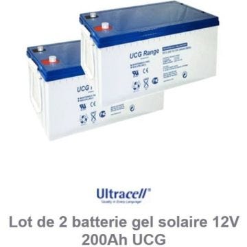 Lot de 2 batterie gel solaire 12V 200Ah UCG Ultracell