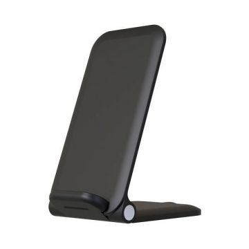 Chargeur mural sans fil AKASHI ALTTSDWIRL15W de couleur noire avec charge rapide 15W, angle réglable : position debout pour un plus