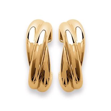 Boucles d'Oreilles femme - BRILLAXIS - Demi créoles Brillaxis trois fils entrelacés plaqué - Couleur de la matière:Jaune