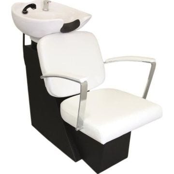 Fauteuil de Coiffure Shampooing Lavabo Appui Tête Réglable Blanc Salon de Beauté Coiffure Barbier