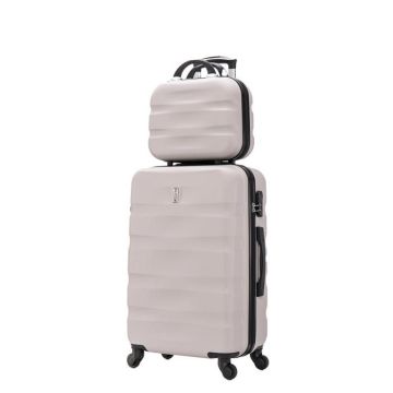 CELIMS - Set de Valise | Valise Moyenne avec Trousse de Toilette / Vanity | Valise Moyenne Taille Soute Rigide 65cm | Gris
