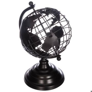 Globe en métal - Atmosphera - Noir - H. 27 cm - L. 18,5 cm - Fer