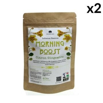 Lot de 2 Infusions CBD Bio "MORNING BOOST" MIND CBD, Chanvre (25%), 2 x 40g