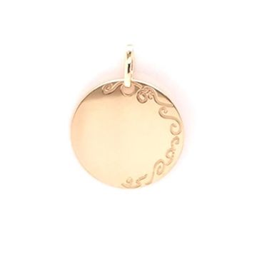 Tous les pendentifs et médailles femme - BRILLAXIS - Médaille ronde gravée côté droit or jaune 18 carats - Couleur de la