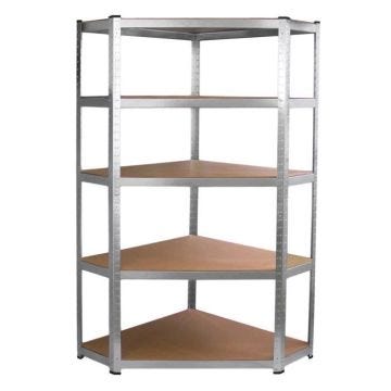 Etagère d’Angle Rayonnage de Garage Galwix de 90cm x 30cm x 180cm, Unité de Stockage à 5 Tablettes en MDF & Structure en Acier