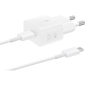 Chargeur SAMSUNG secteur Rapide - 25W USB C (avec câble) - Blanc