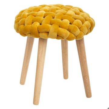 Tabouret tricot moutarde - Moutarde - Atmosphera createur d'interieur