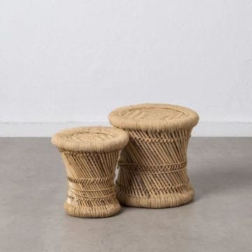 table d'appoint fibre naturelle 36 x 36 x 36 cm (2 unités)