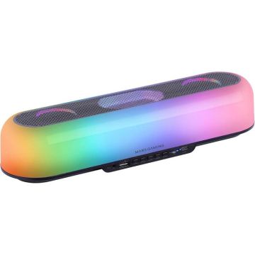 Mars Gaming MSB-ORB, Enceinte Portable et Barre de Son 20W, Orbilight RGB 360, Triple Driver, Bluetooth 5.3/MicroSD/AUX/FM, Noir