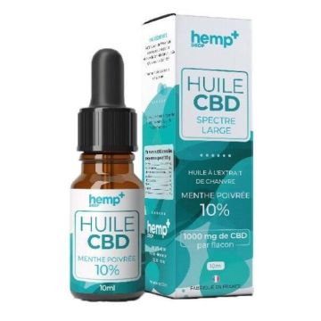 Huile CBD "MENTHE POIVRÉE" 40% Hemp+, 4000mg de CBD Broad Spectrum par flacon, sans THC. Fabriquée en France. (10ml).