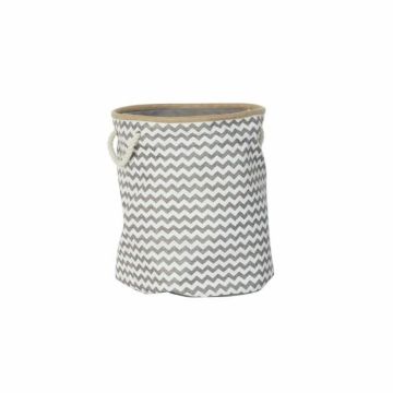 panier 8424001855773 38 x 38 x 45 cm gris polyester zigzag blanc jute boho - Couleur:GRIS