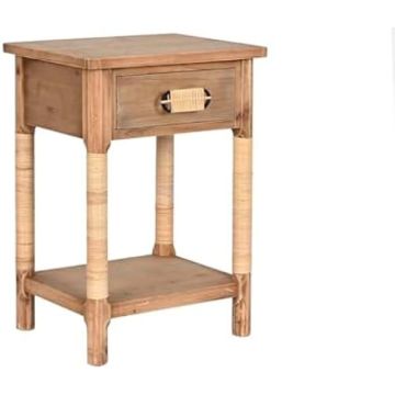 Table de Chevet - HOME ESPRIT - Marron Clair - Corde - Sapin - 44 x 33 x 61,5 cm