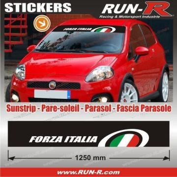 Pare-soleil pour voiture FIAT FORZA ITALIA - Fond noir avec logo vert blanc rouge - Protection UV